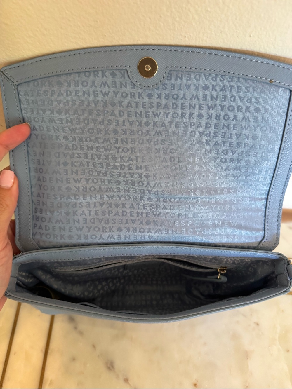 NWT kate spade Blue Leather Crossbody/Shoulder Bag with detachable leather strap - Picture 10 of 16